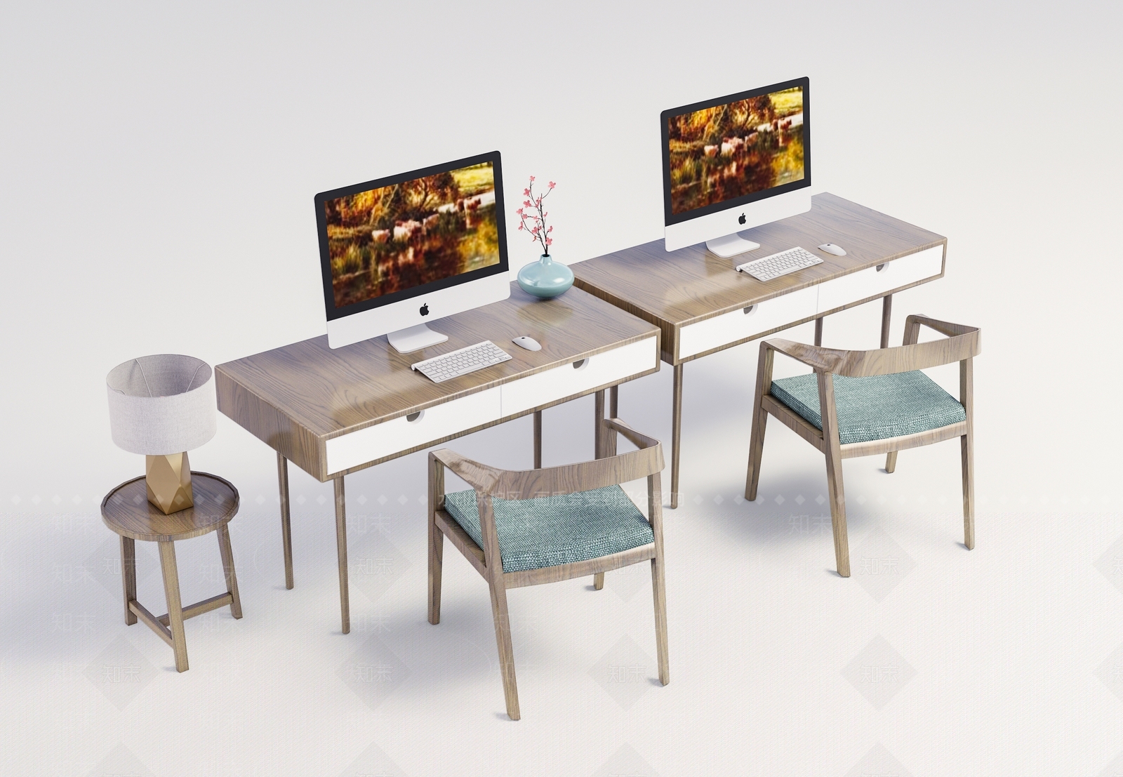 现代电脑桌椅组合SU模型下载【ID:1139727492】