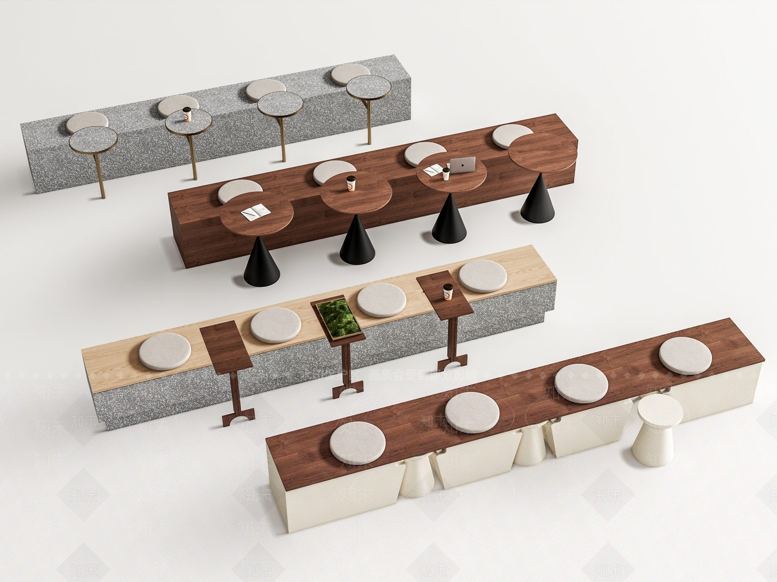 现代咖啡厅吧台吧椅SU模型下载【ID:1139728118】