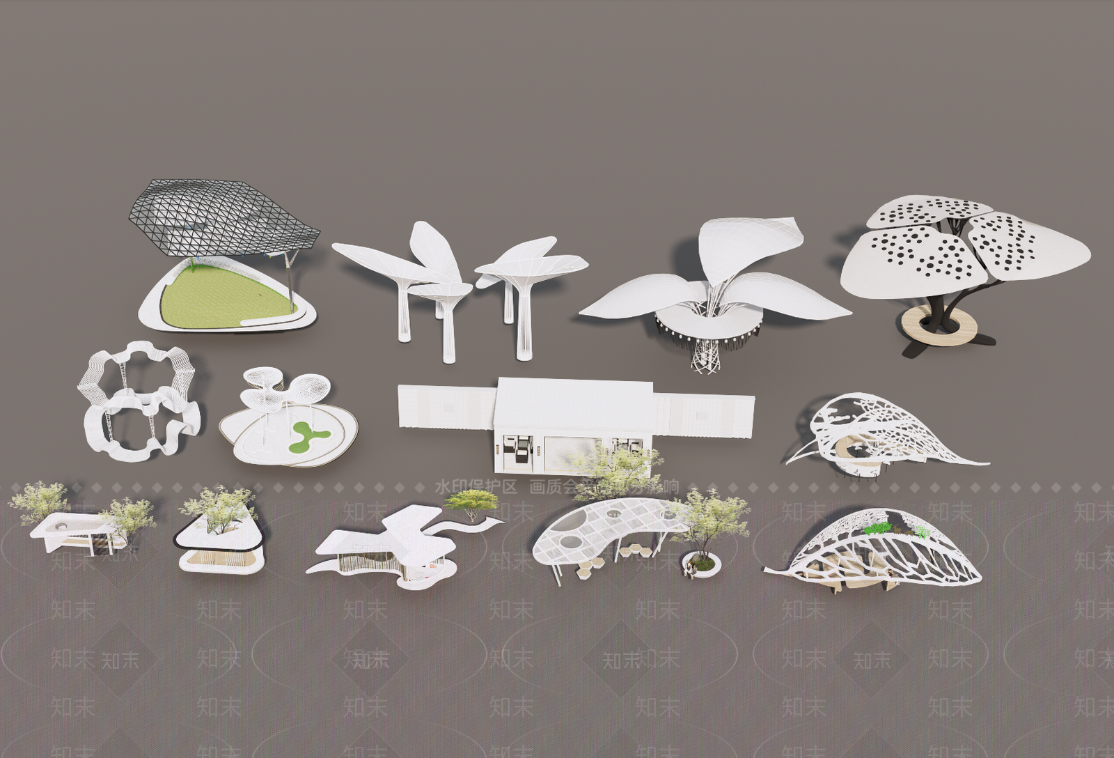 现代植物廊架SU模型下载【ID:1139728151】