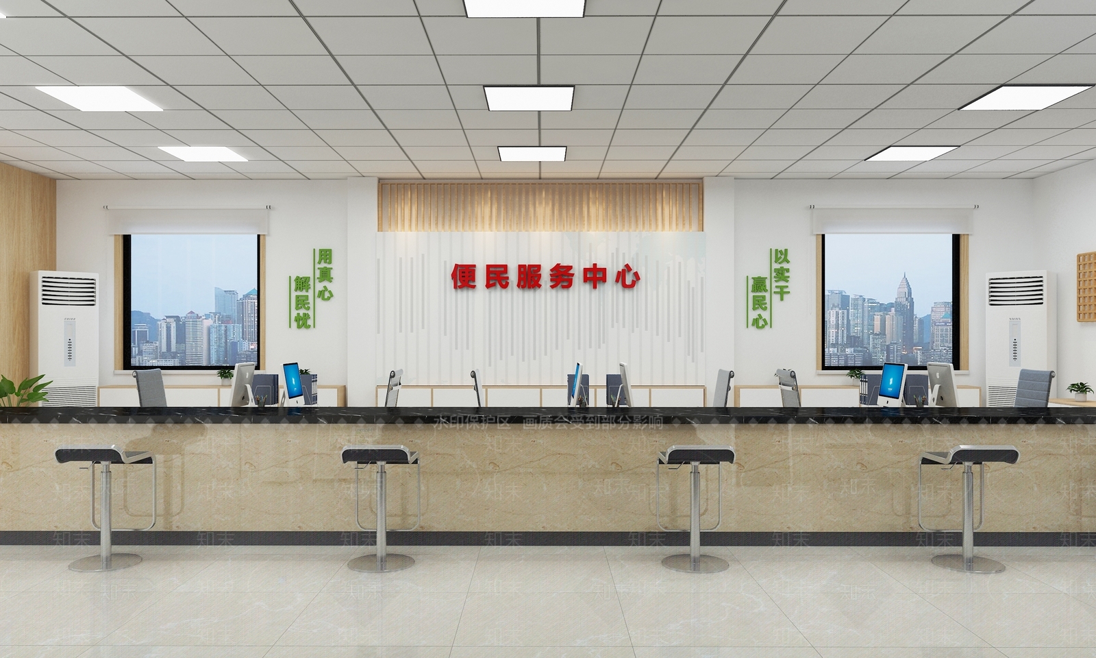 现代办事大厅SU模型下载【ID:1139729235】