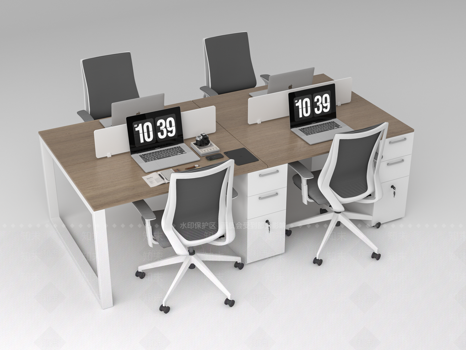 现代办公桌椅组合3D模型下载【ID:1139729476】