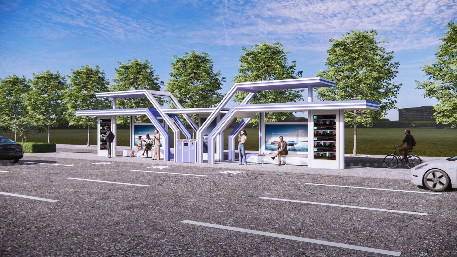 现代公交车站SU模型下载【ID:1139731396】