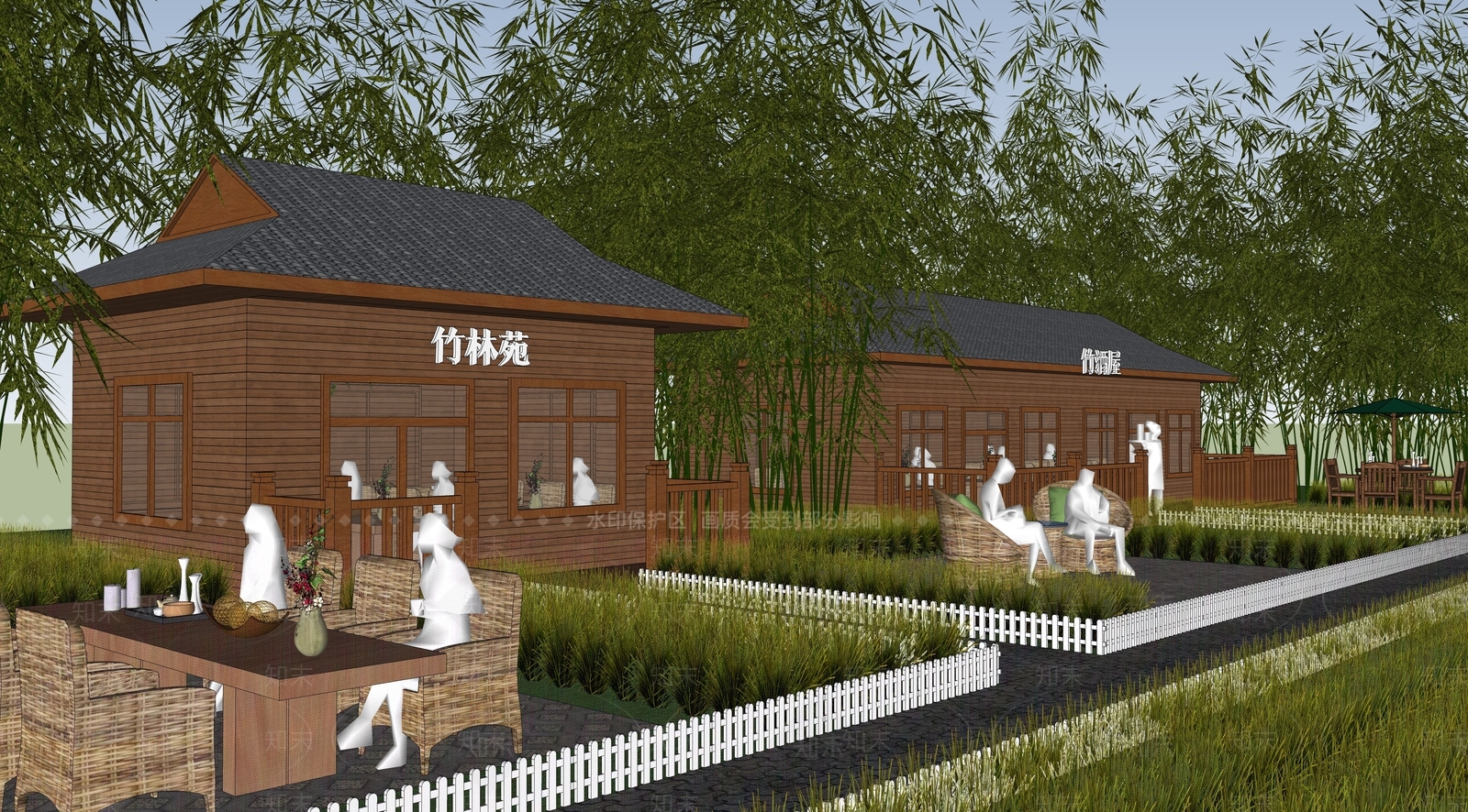 中式木屋SU模型下载【ID:1139732589】