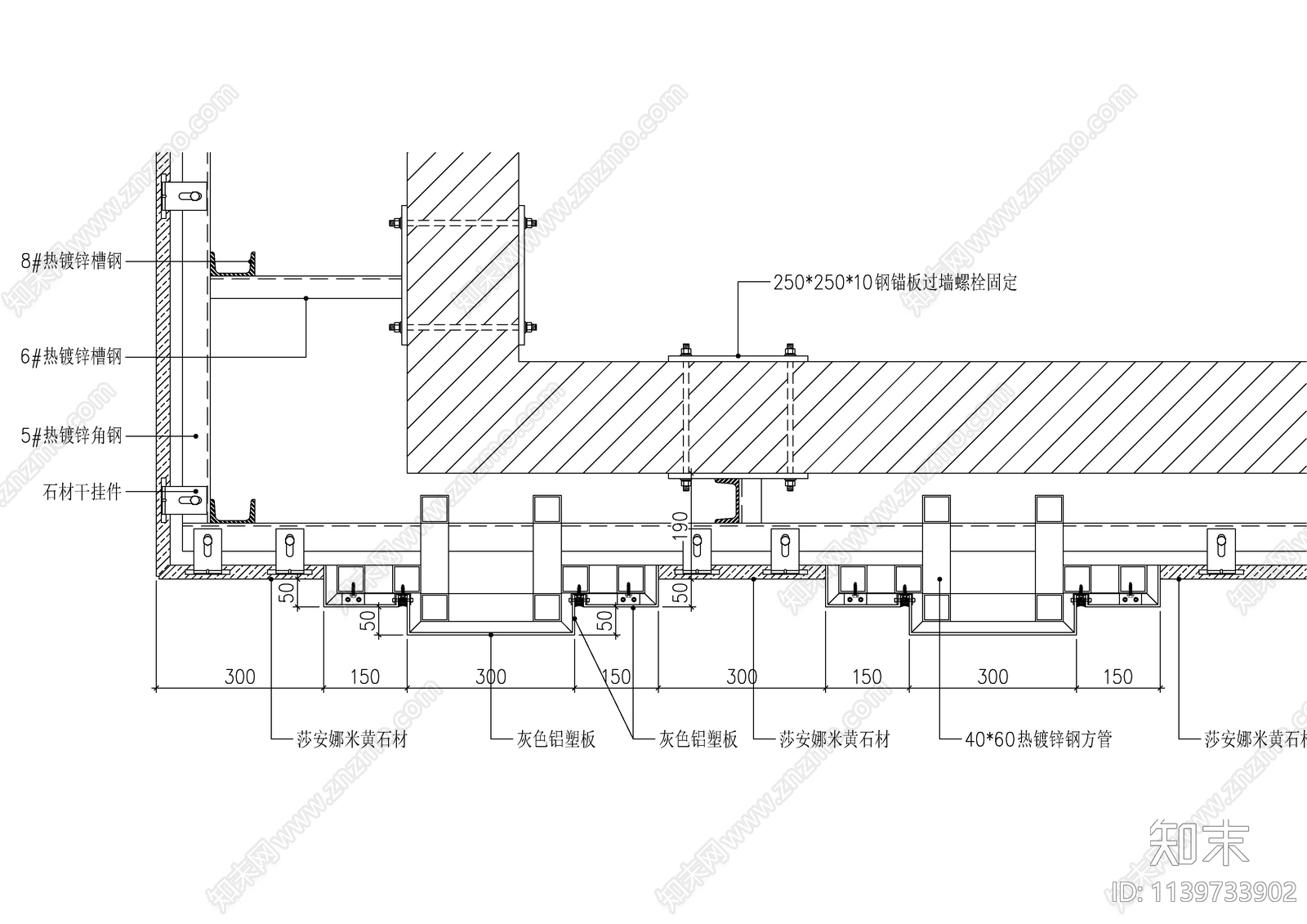 铝塑板干挂cad施工图下载【ID:1139733902】