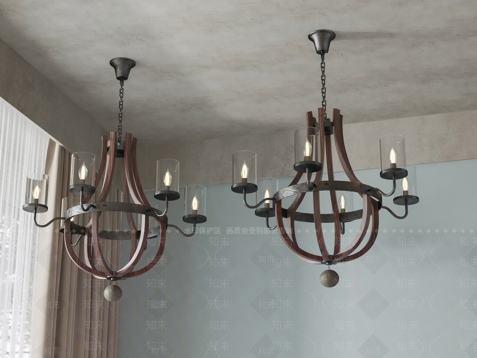 美式金属吊灯3D模型下载【ID:1139734209】