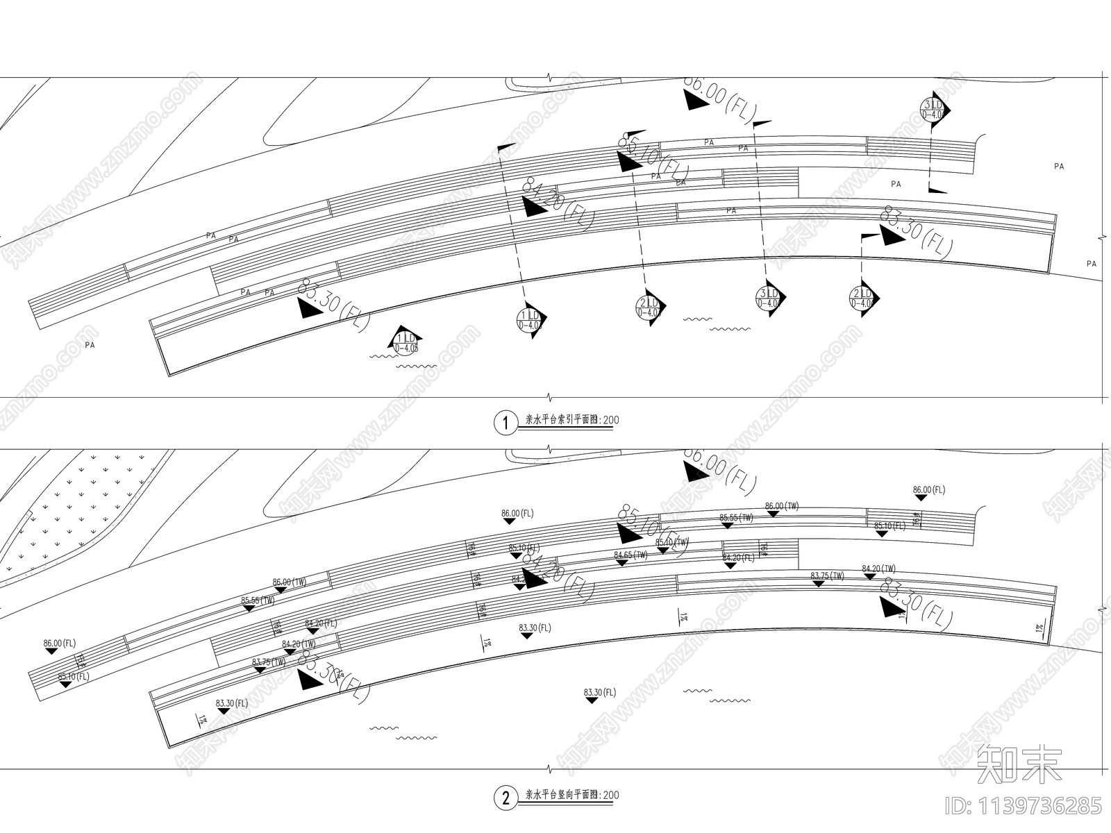 台阶式悬臂式亲水平台详图施工图下载【ID:1139736285】