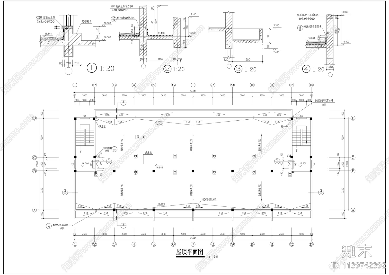 现代多层学生公寓宿舍楼建筑施工图下载【ID:1139742392】