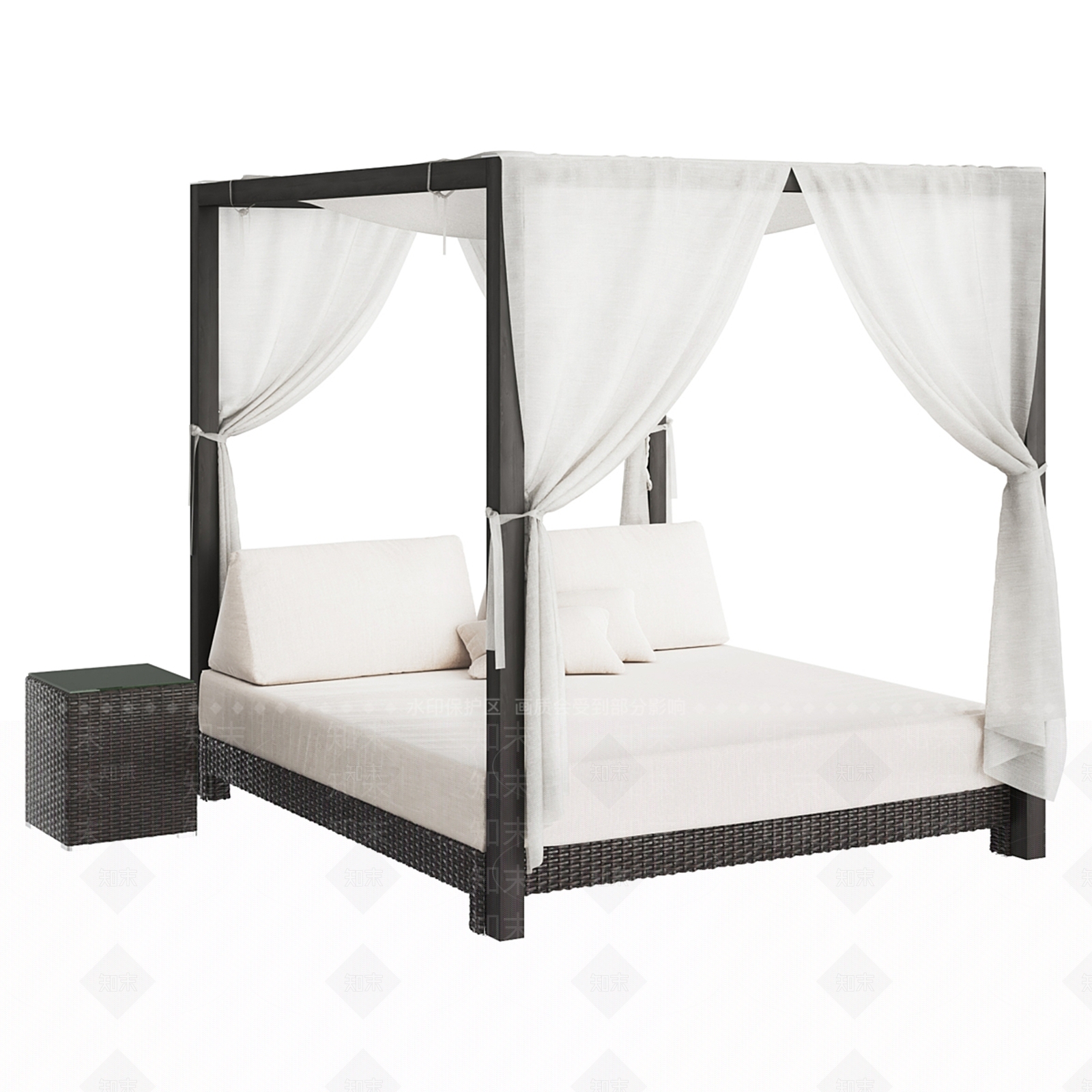 中式蚊帐双人床3D模型下载【ID:1139742411】