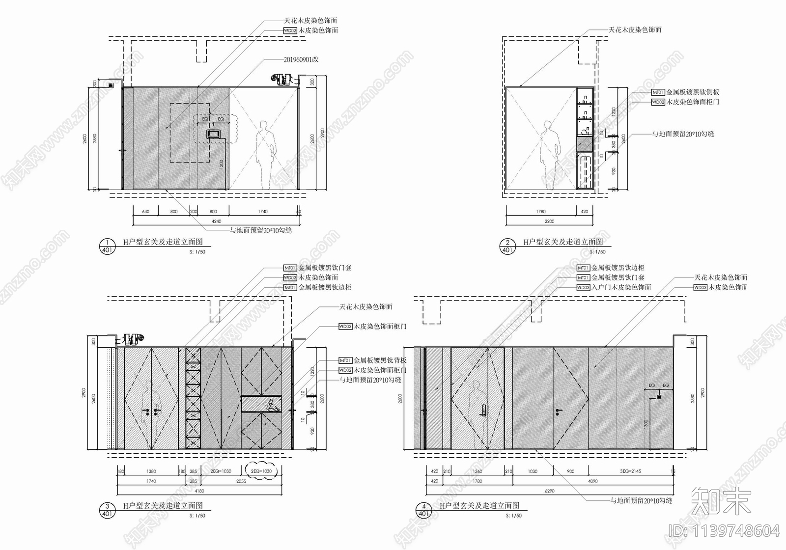 174㎡公寓家装样板间cad施工图下载【ID:1139748604】