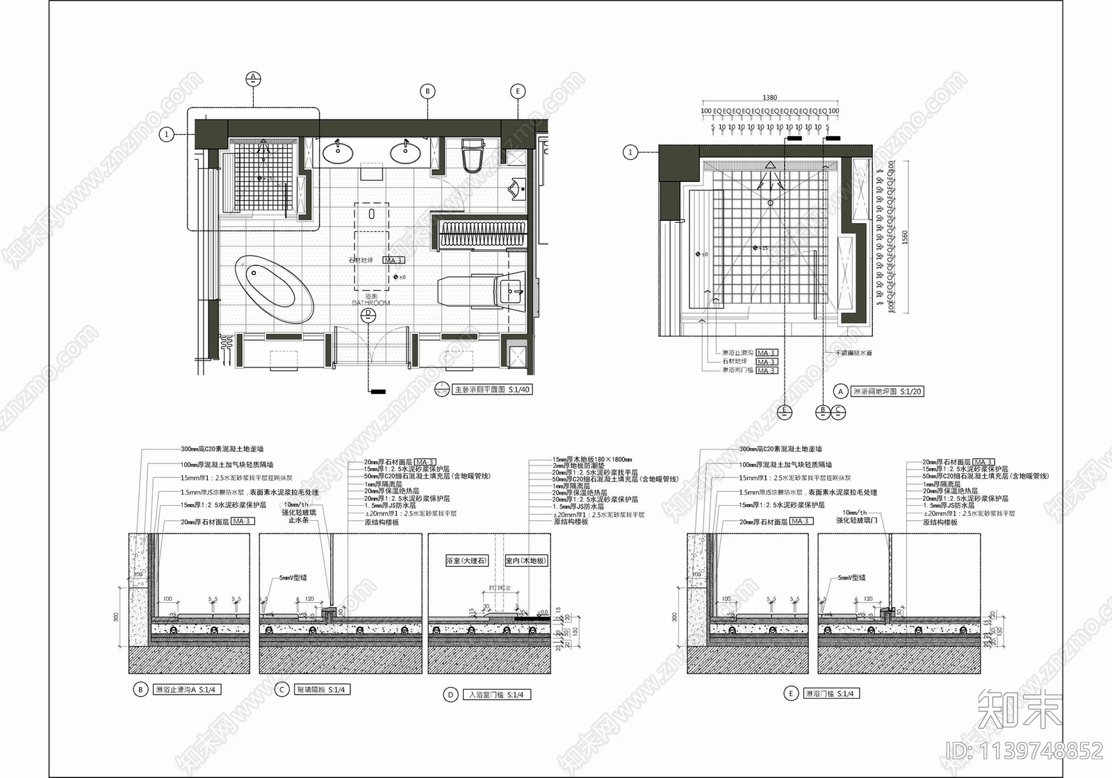 500㎡叠层别墅家装cad施工图下载【ID:1139748852】