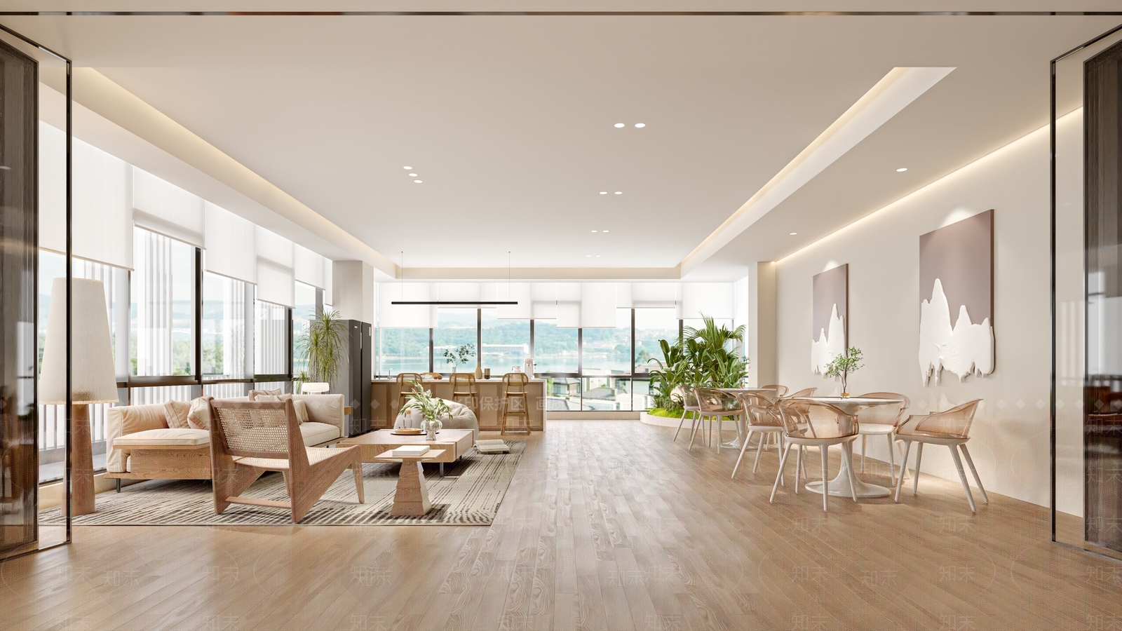 北欧原木风办公室3D模型下载【ID:1139750467】