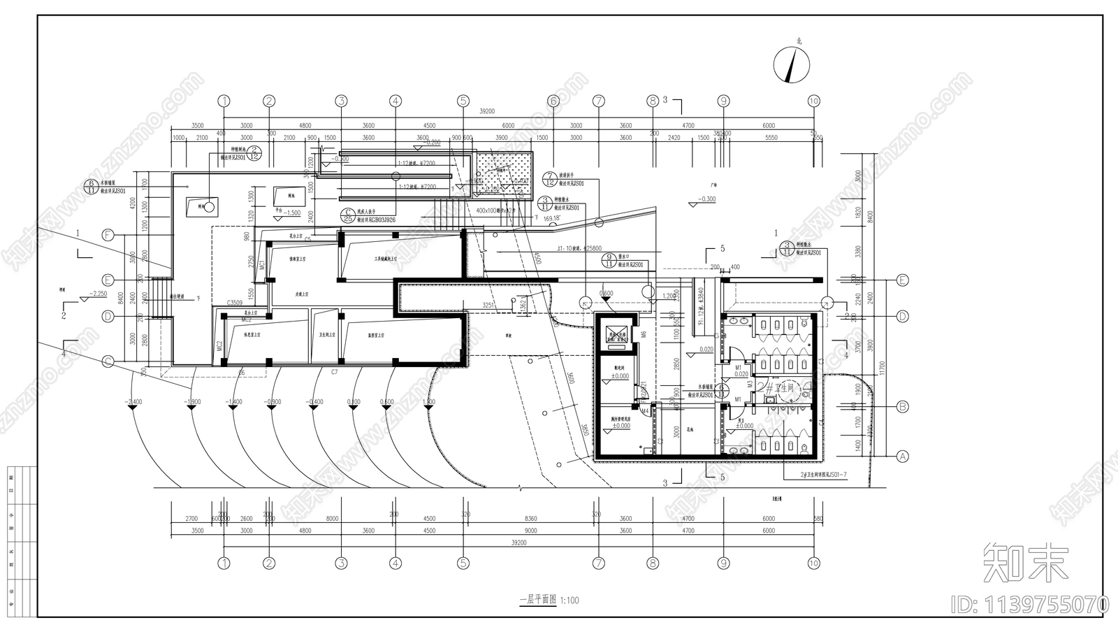 公园管理用房建筑cad施工图下载【ID:1139755070】