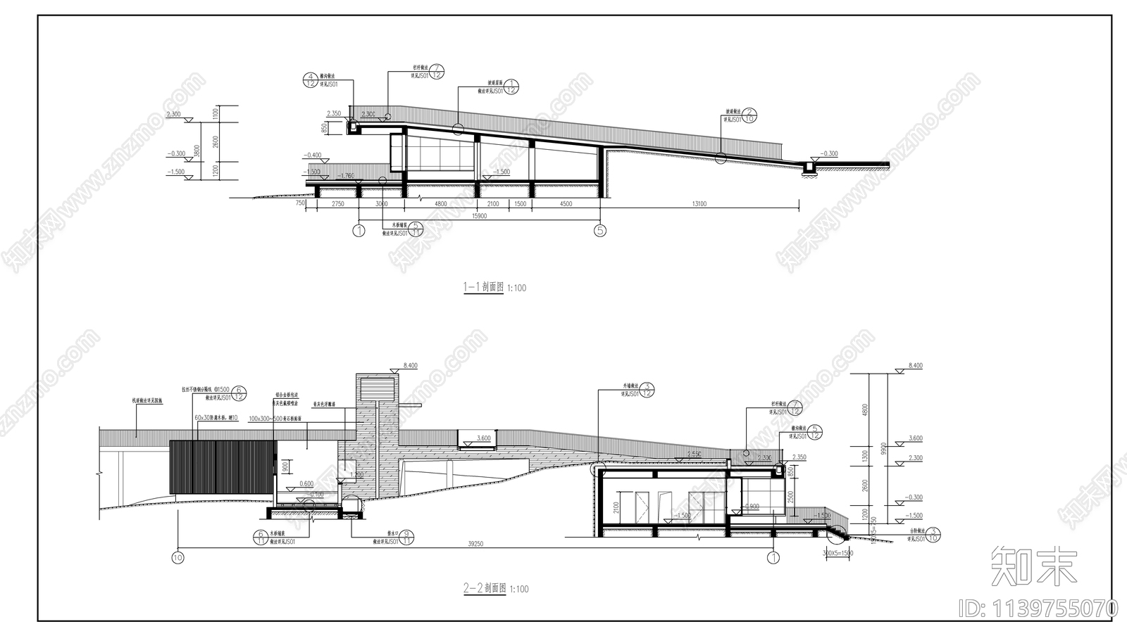 公园管理用房建筑cad施工图下载【ID:1139755070】