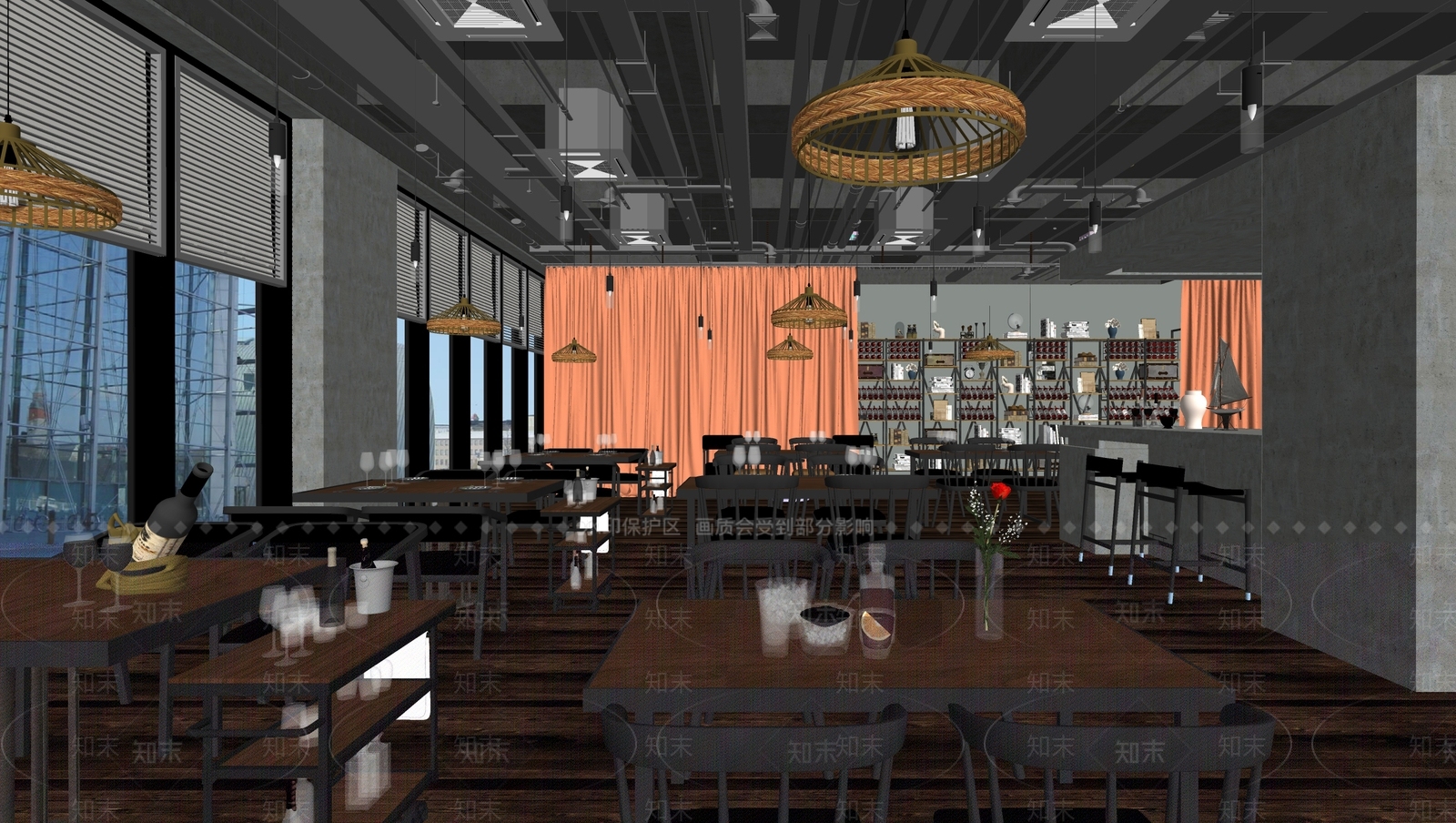 工业西餐厅SU模型下载【ID:1215198147】