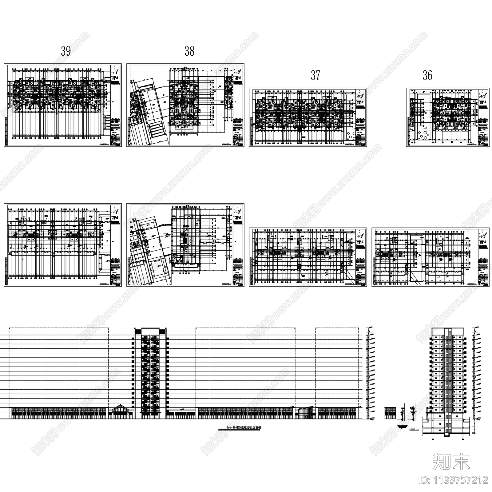 现代绿地成都派克公馆高层住宅楼建筑cad施工图下载【ID:1139757212】