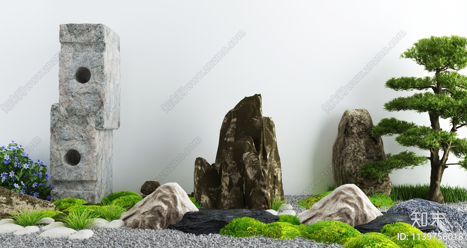 新中式假山水景3D模型下载【ID:1139758018】