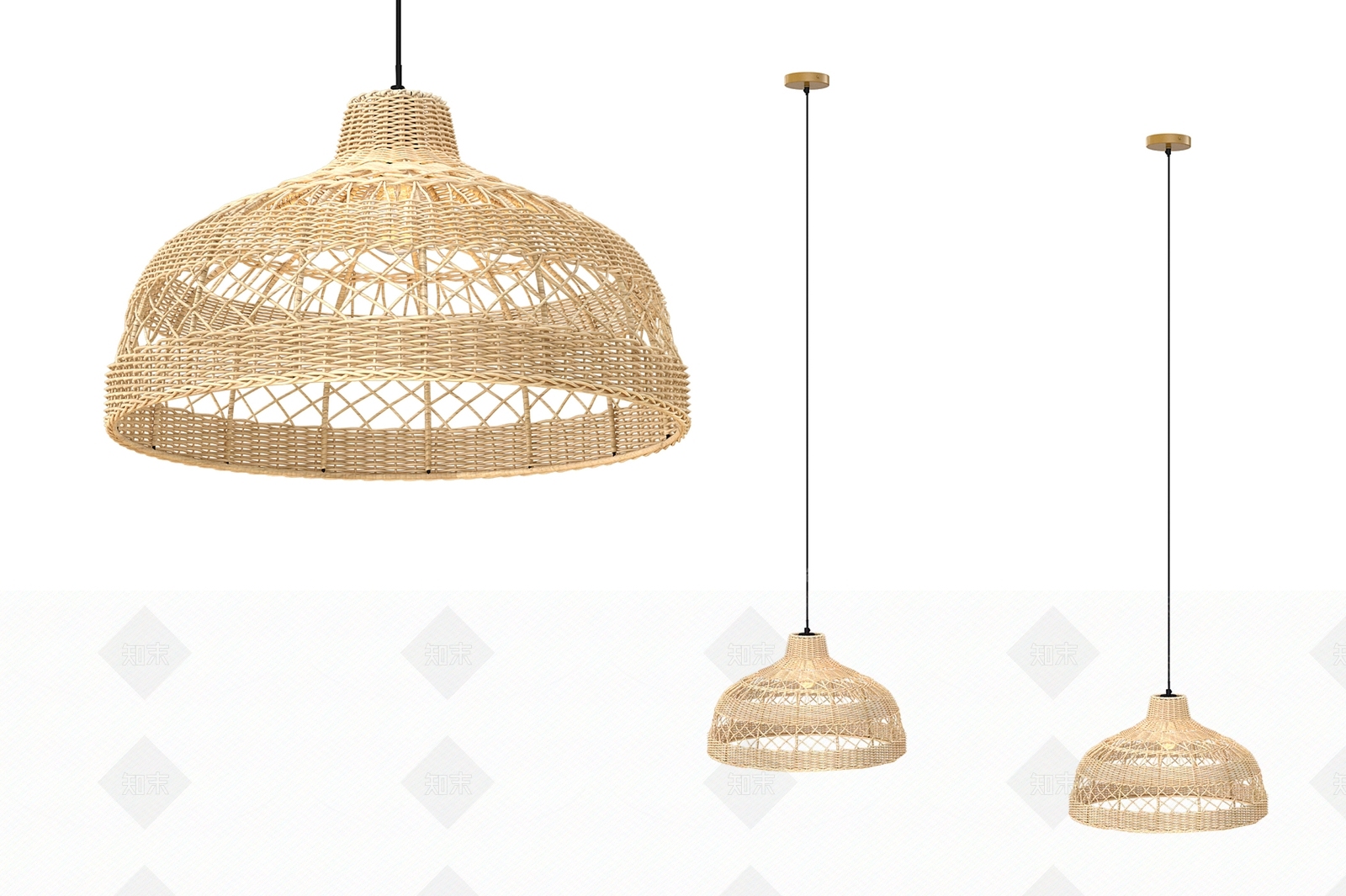 北欧简约藤编吊灯3D模型下载【ID:1139837772】