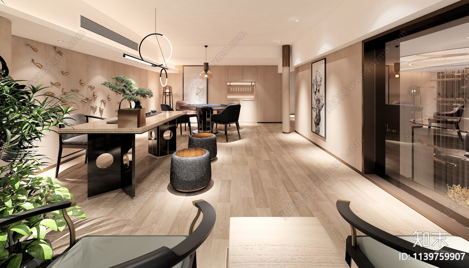 小会所室内装饰cad施工图下载【ID:1139759907】