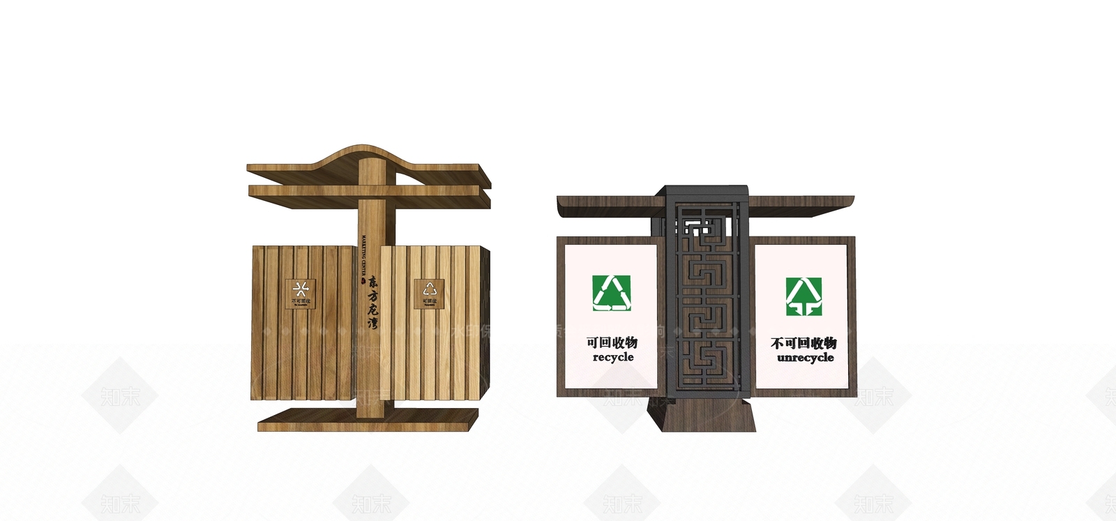 新中式垃圾桶SU模型下载【ID:1139760039】