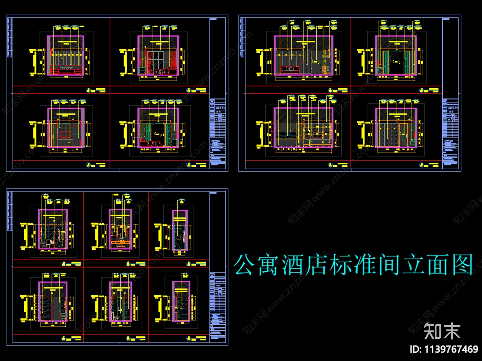 公寓标准间室内装修施工图下载【ID:1139767469】