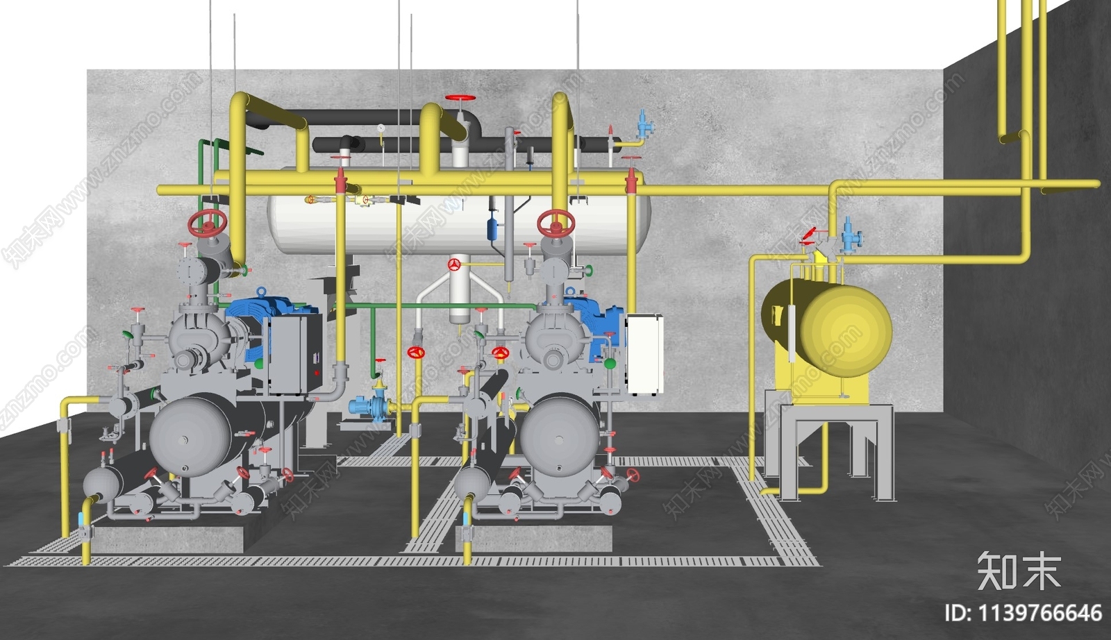 工业制冷设备机房SU模型下载【ID:1139766646】