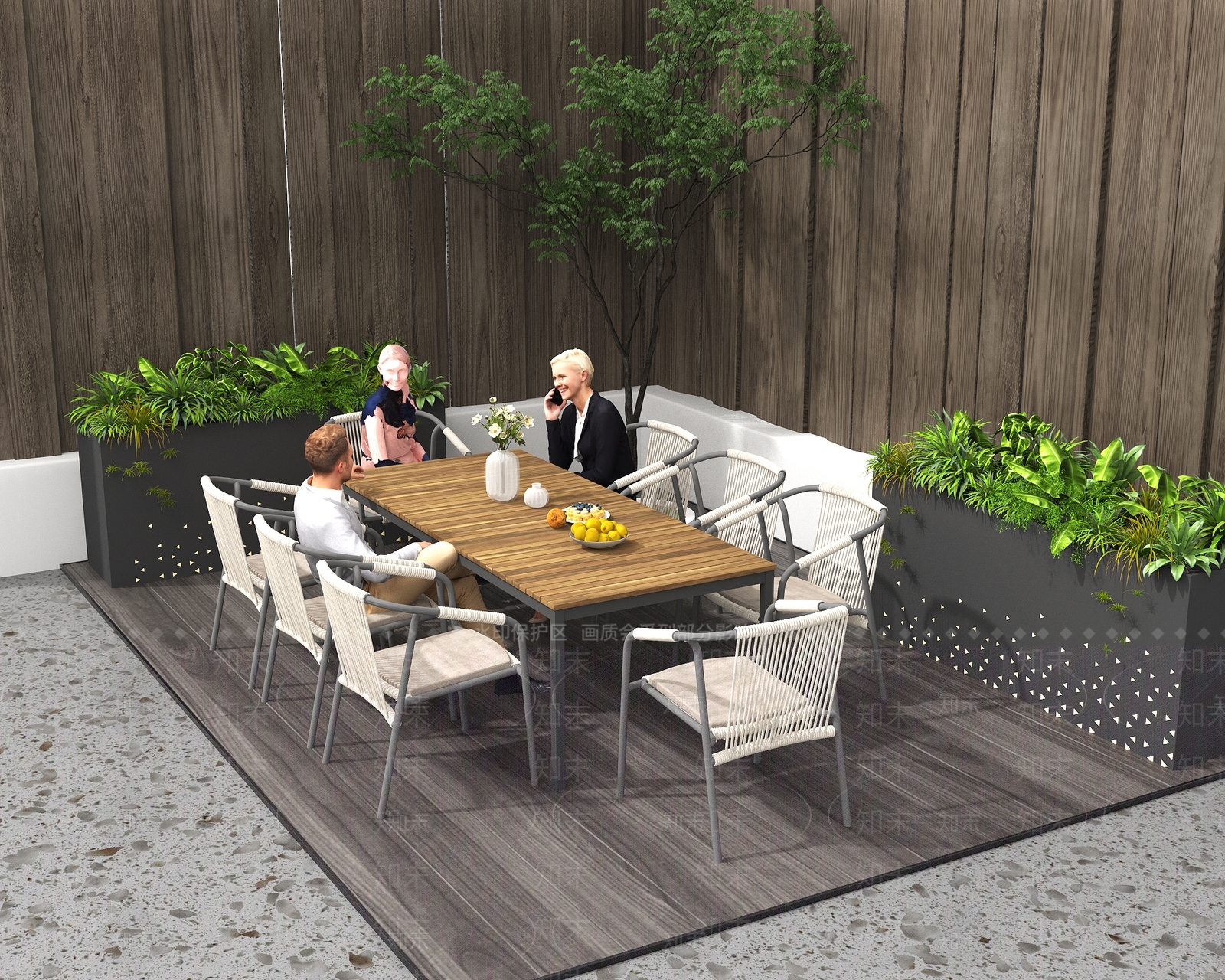 现代户外桌椅组合3D模型下载【ID:1139768004】