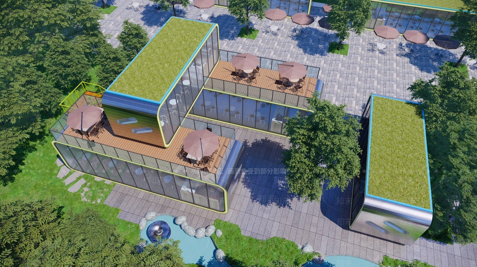 现代集装箱咖啡厅建筑SU模型下载【ID:1139770373】