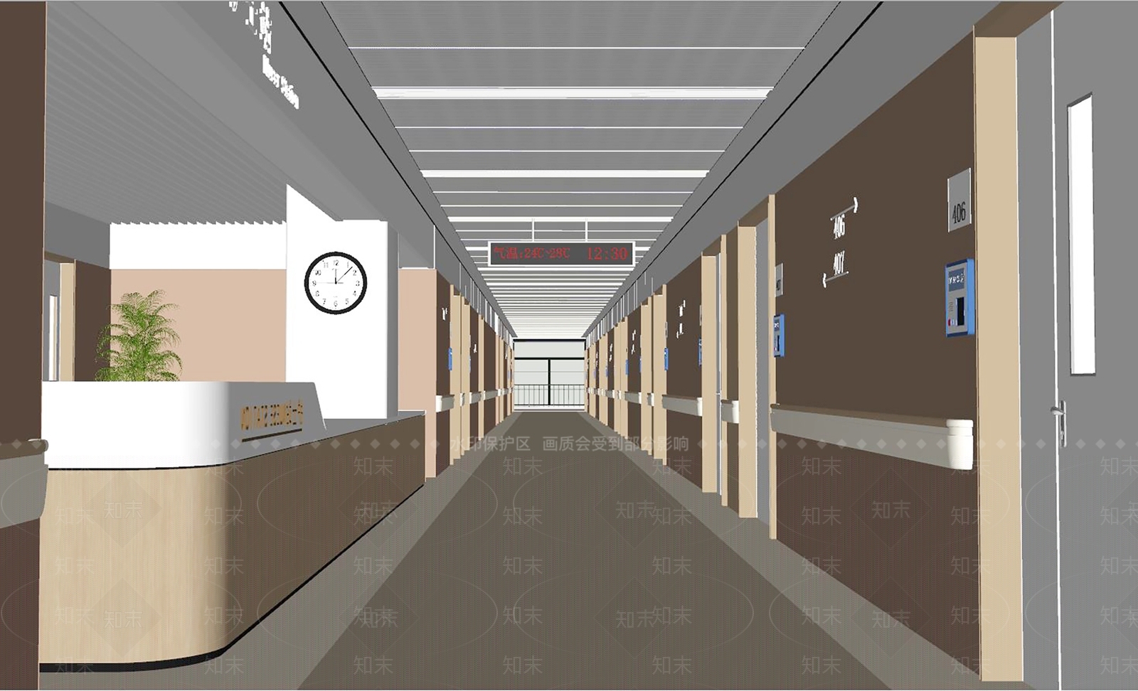 现代医院护士站SU模型下载【ID:1139770696】