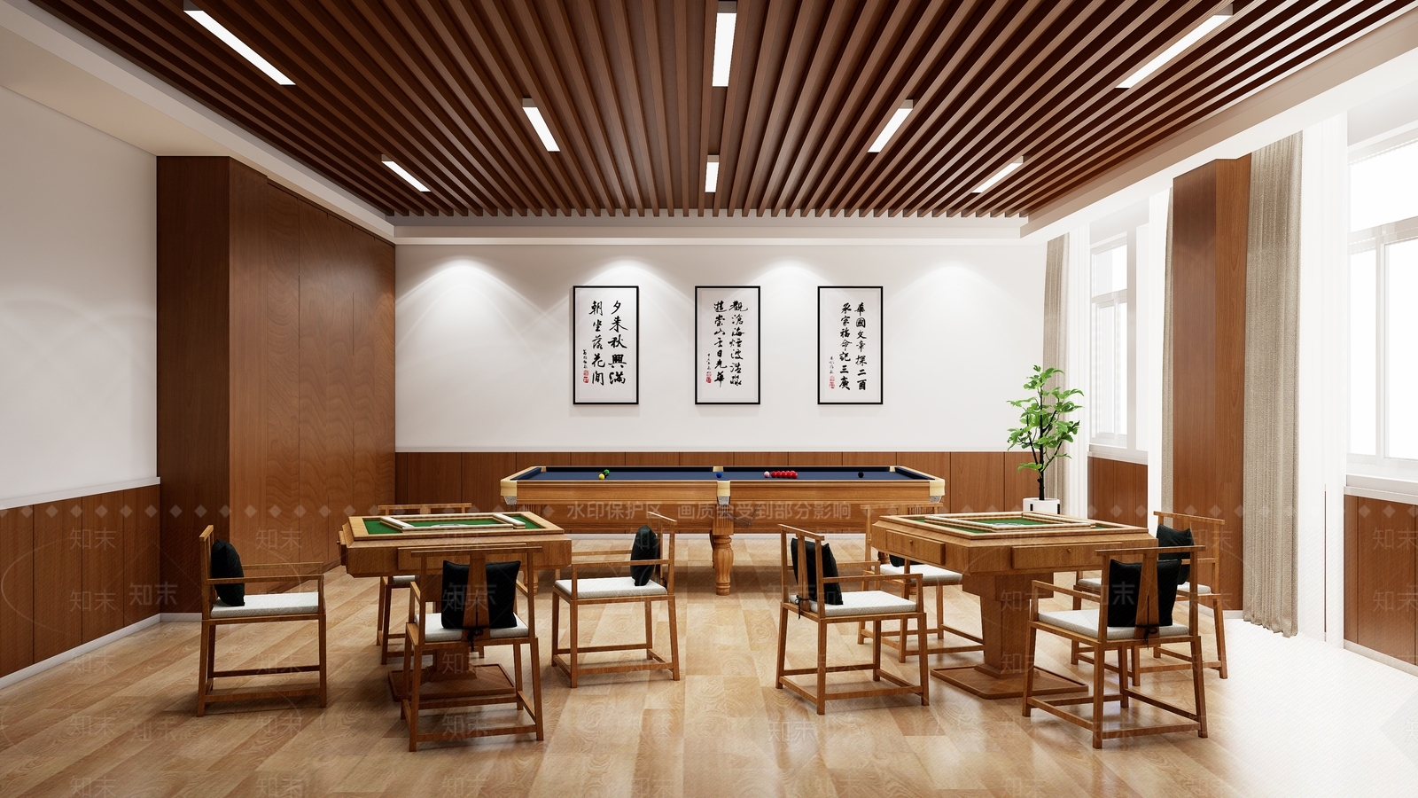 现代棋牌麻将房SU模型下载【ID:1139776998】