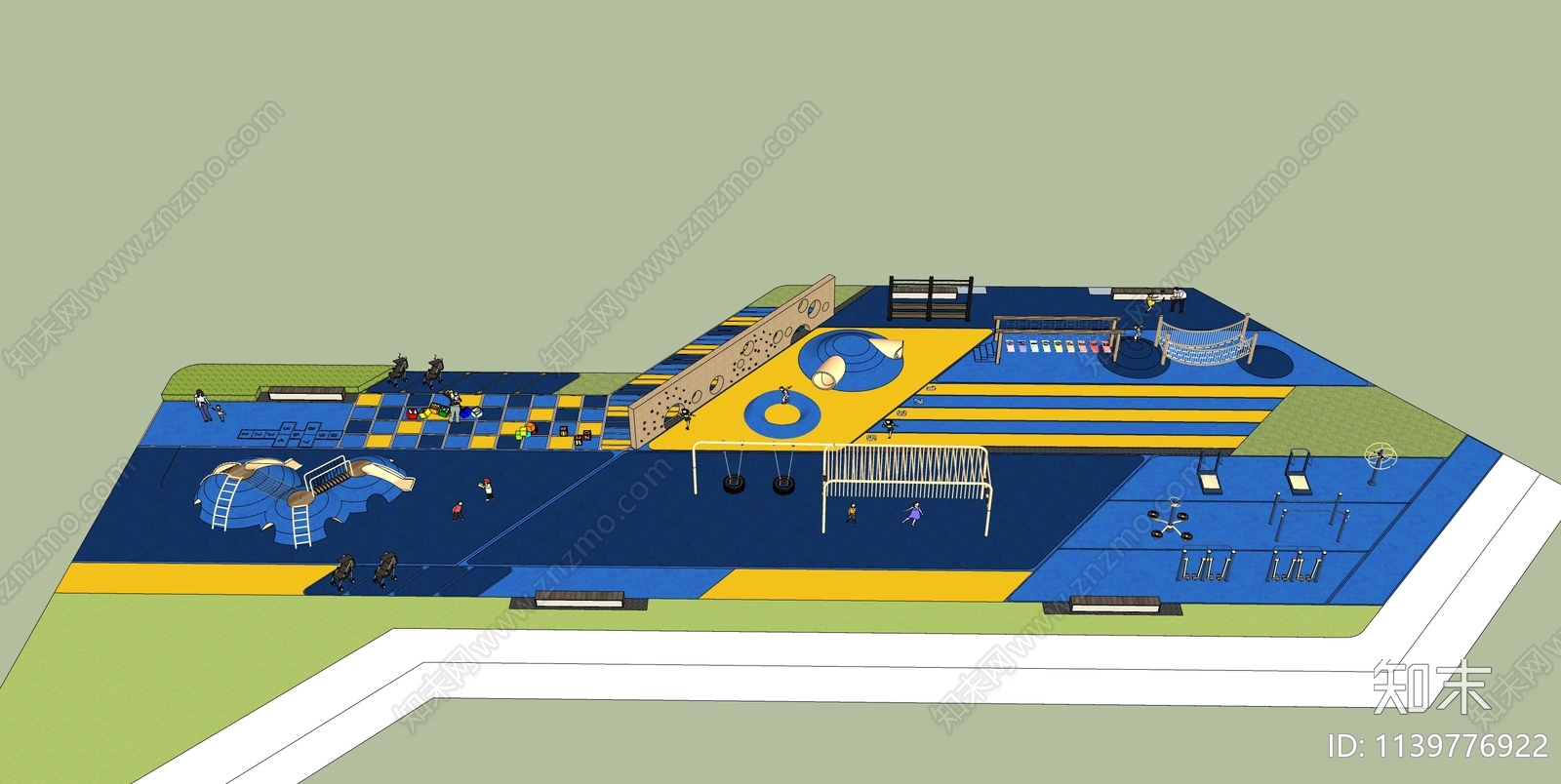 现代小区景观儿童活动区SU模型下载【ID:1139776922】