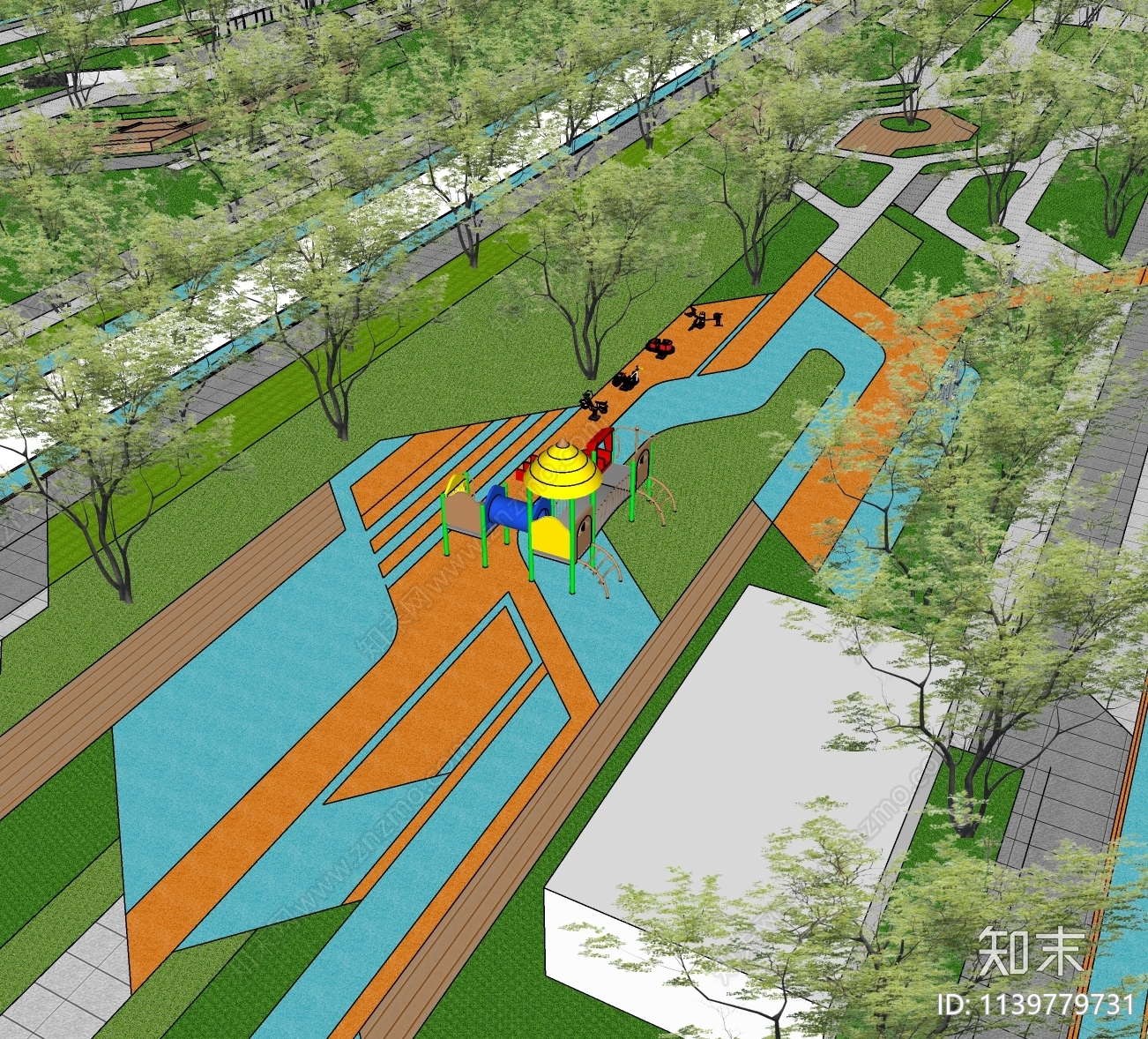 现代口袋景观公园SU模型下载【ID:1139779731】