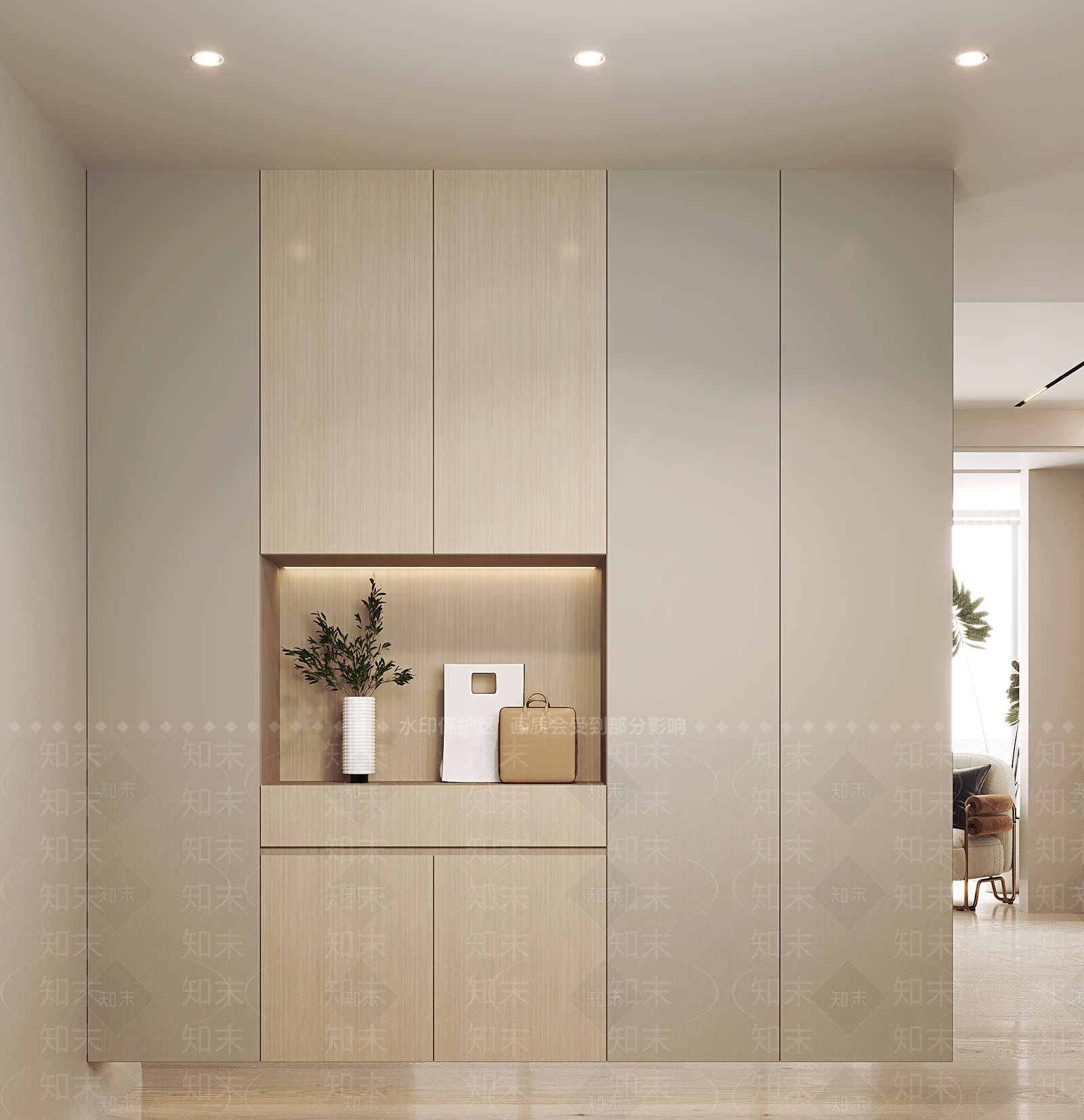 现代奶油风隔断鞋柜3D模型下载【ID:1139787552】