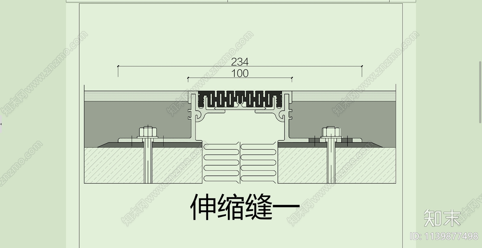 伸缩缝节点大样cad施工图下载【ID:1139877498】