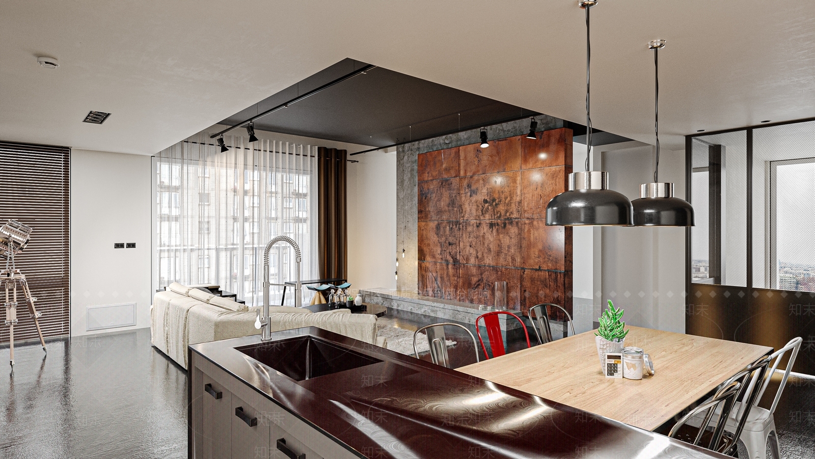 现代风格客餐厅SU模型下载【ID:1139872945】