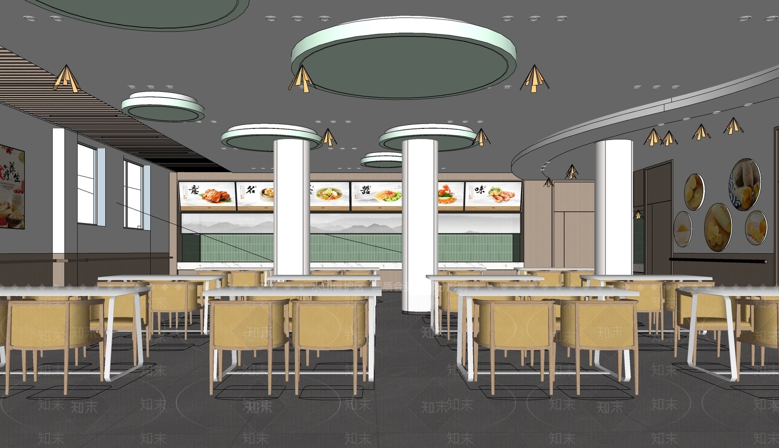 现代社区食堂SU模型下载【ID:1139797857】