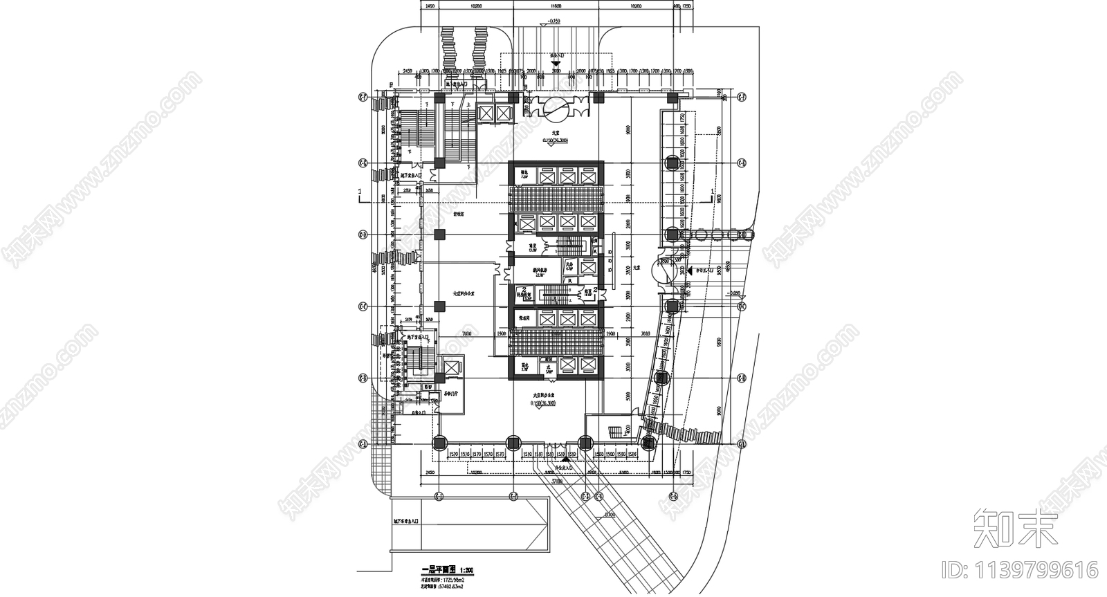 32层现代办公楼建筑平面图施工图下载【ID:1139799616】