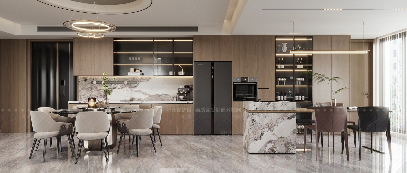 现代意式客餐厅3D模型下载【ID:1139802667】