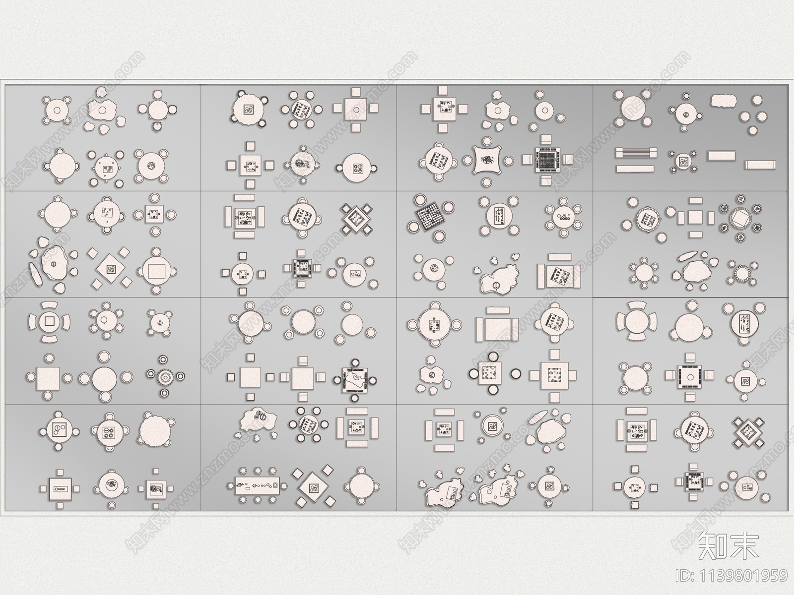 茶室茶桌椅茶台施工图下载【ID:1139801959】