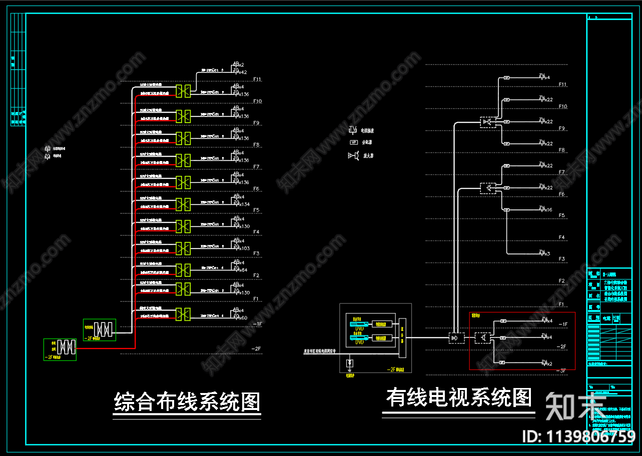 门诊住院综合楼智能化系统cad施工图下载【ID:1139806759】