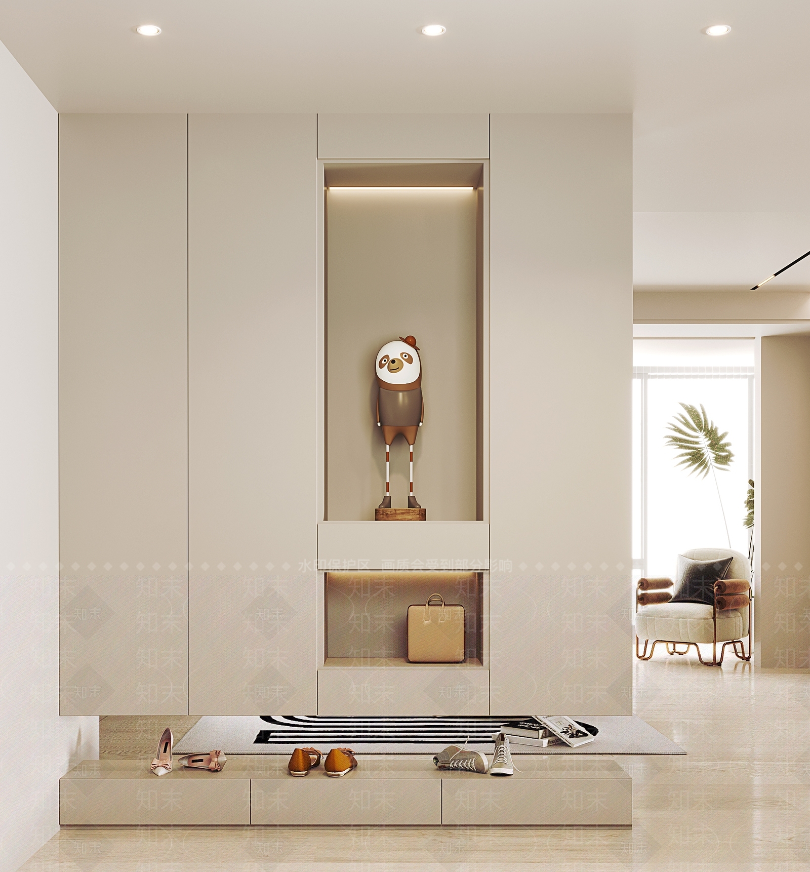 现代奶油风隔断鞋柜3D模型下载【ID:1139808284】