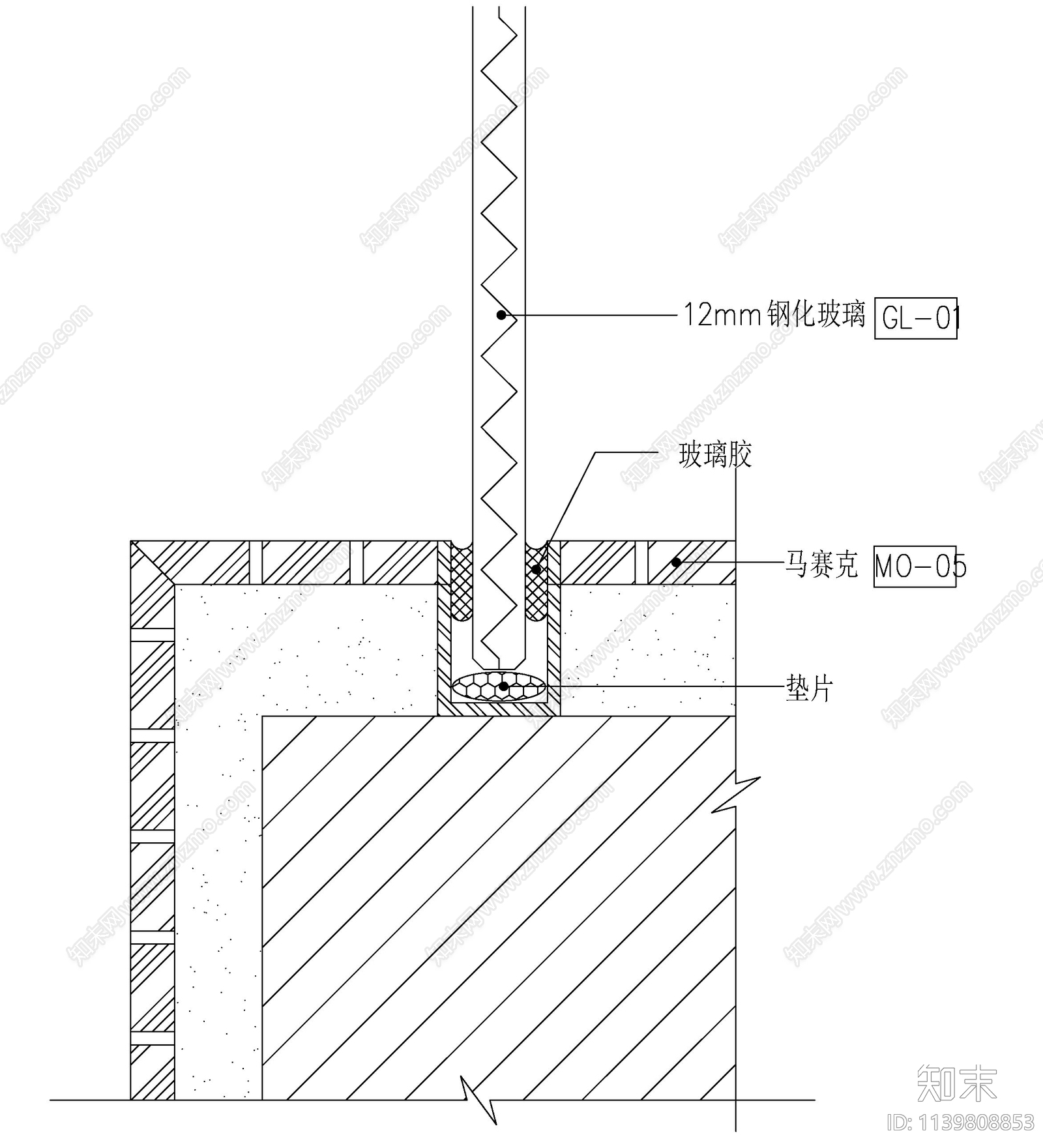 玻璃墙身固定大样cad施工图下载【ID:1139808853】