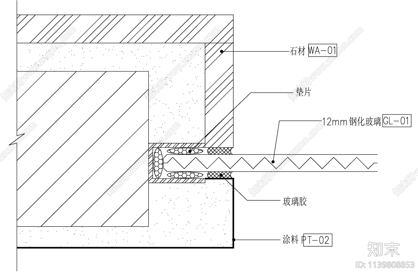 玻璃墙身固定大样cad施工图下载【ID:1139808853】