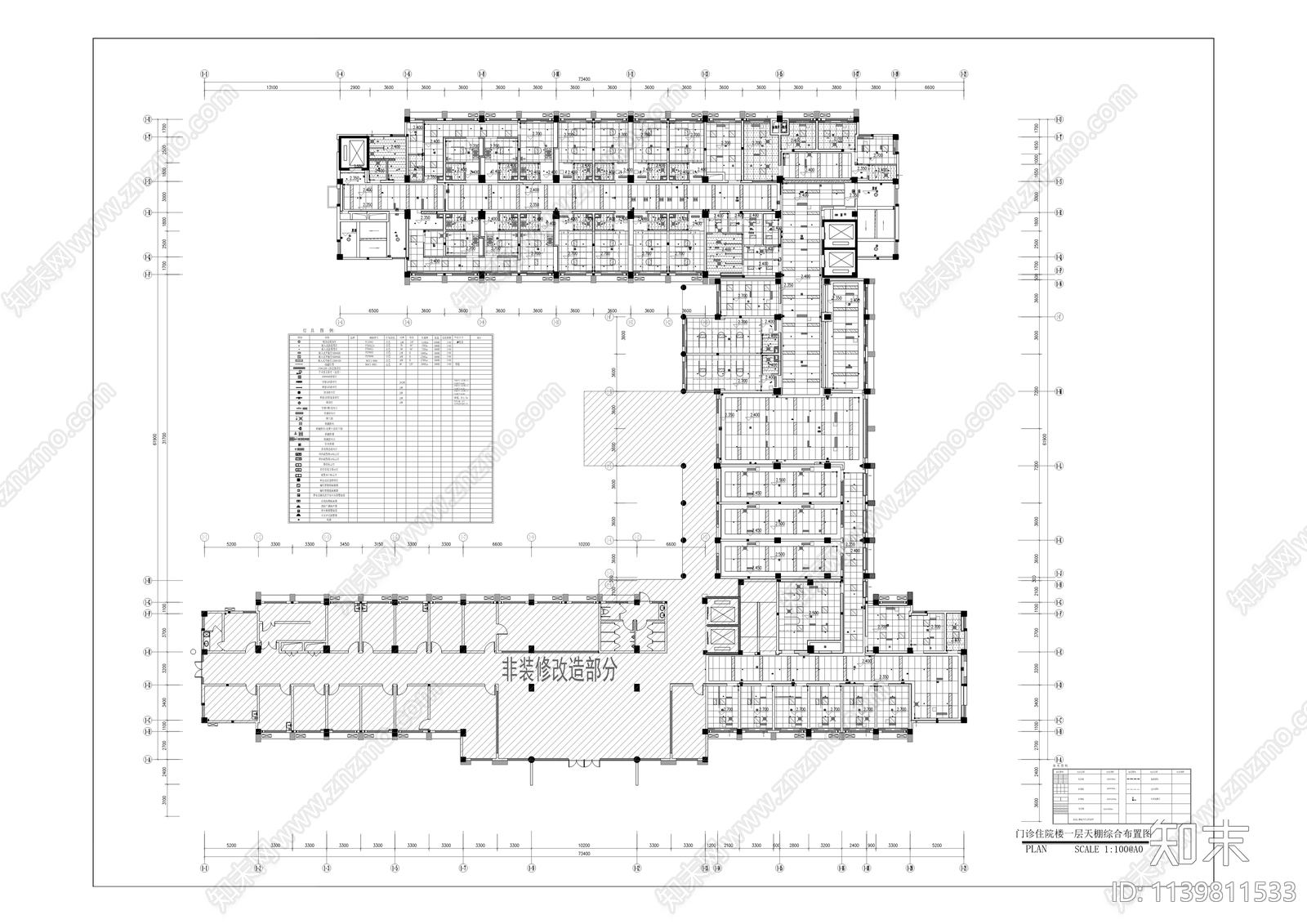 中医院传染病区装修cad施工图下载【ID:1139811533】