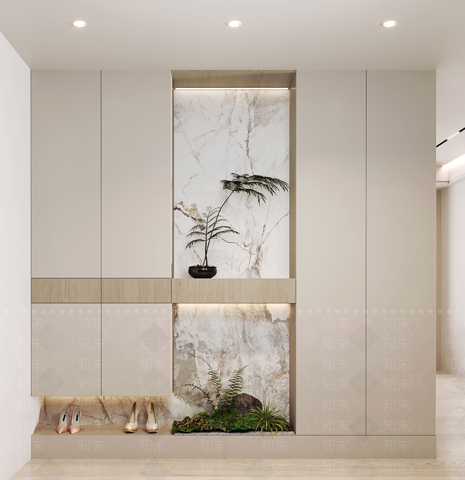 现代奶油风隔断鞋柜3D模型下载【ID:1139811834】