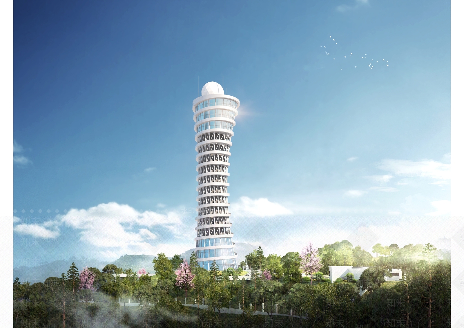 现代雷达塔SU模型下载【ID:1139816396】