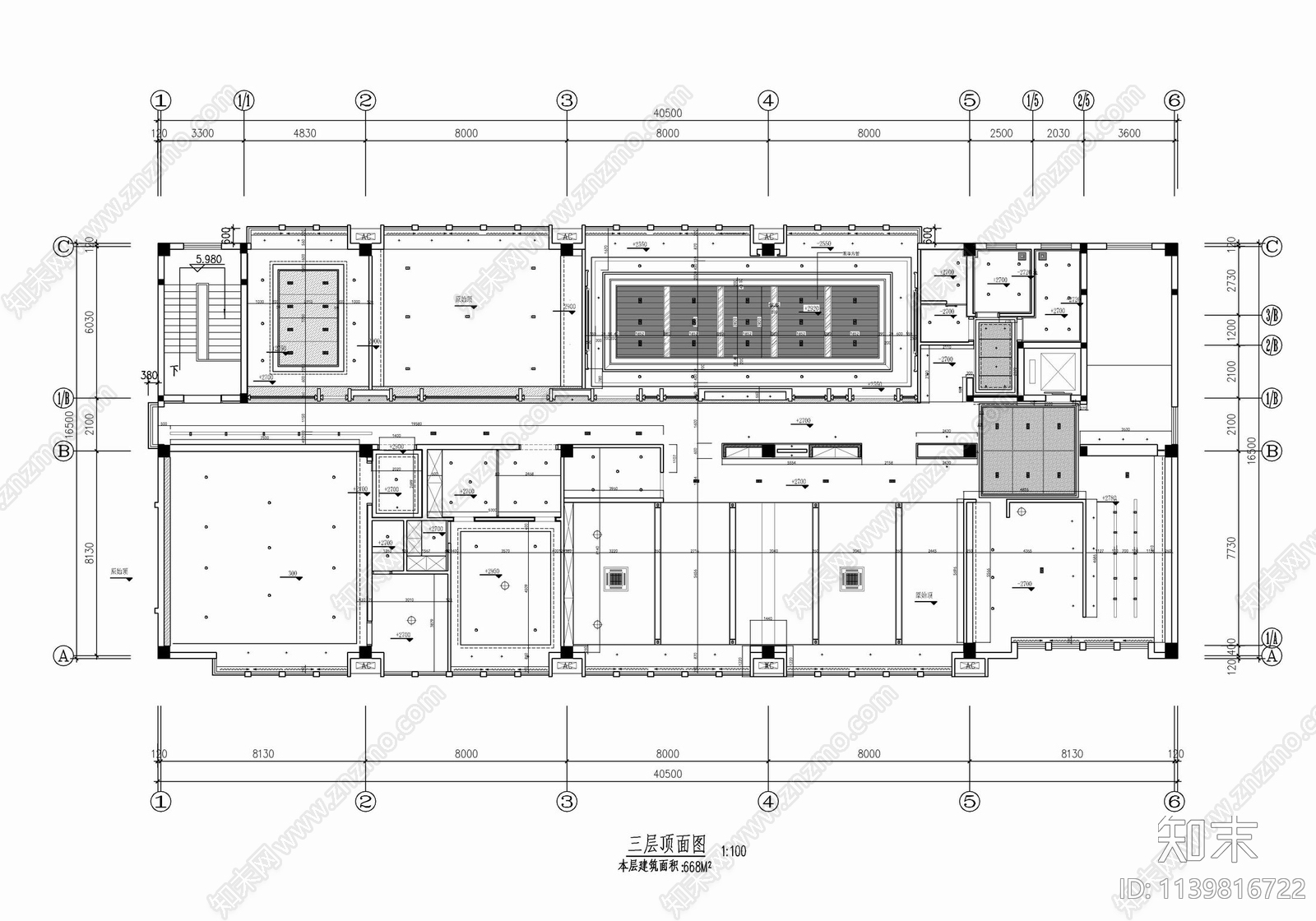 660㎡现代简约办公室施工图下载【ID:1139816722】