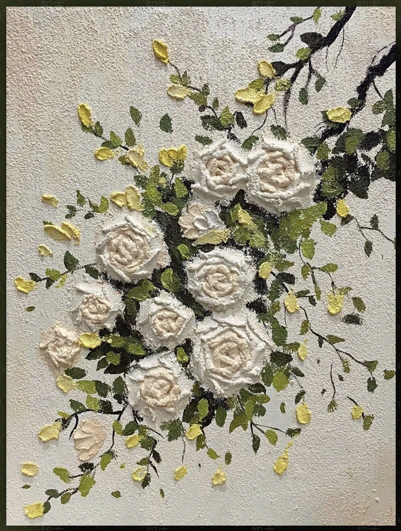 现代油画白玫瑰贴图下载【ID:1139818702】