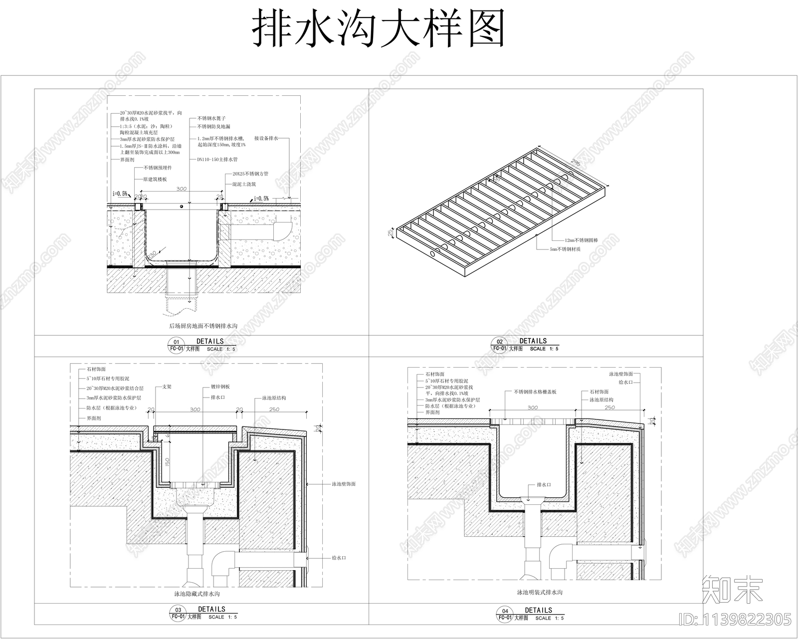 排水沟大样施工图下载【ID:1139822305】