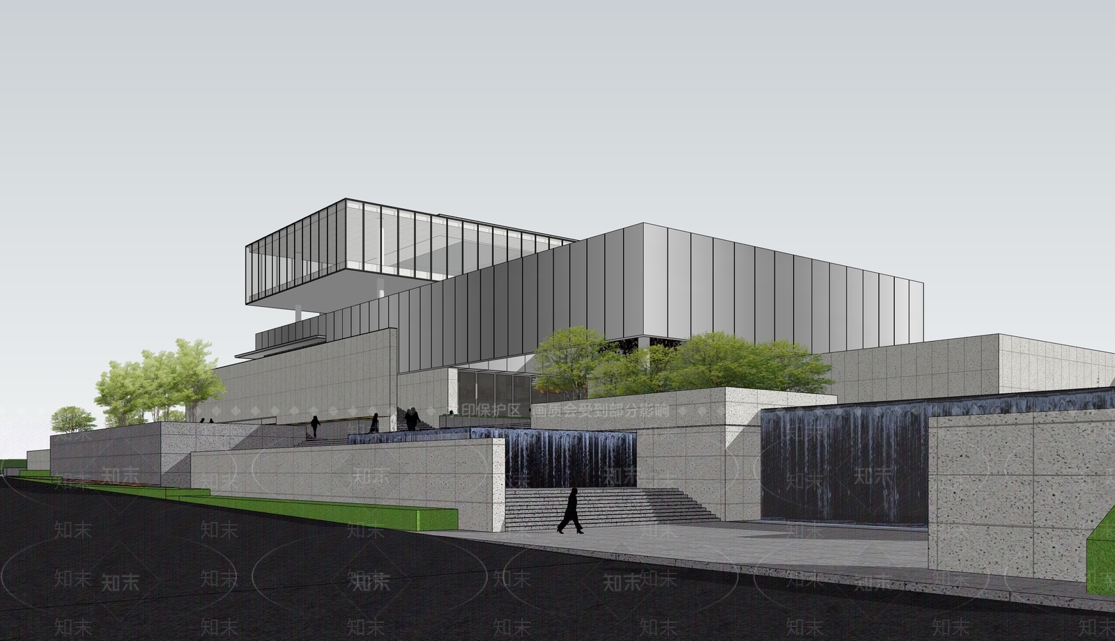 现代展览馆建筑SU模型下载【ID:1139822536】