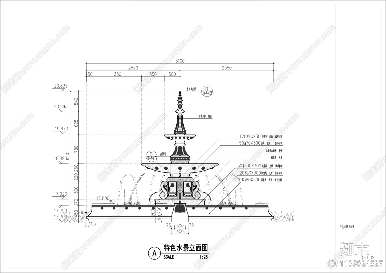 欧式圆形水景cad施工图下载【ID:1139824527】